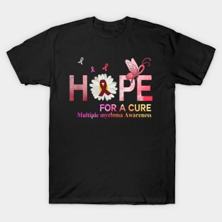 Hope For A Cure Butterfly Flower Breast cancer T-Shirt